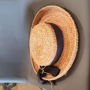 Helen Kaminski Straw/Raffia Hat with Black Bow